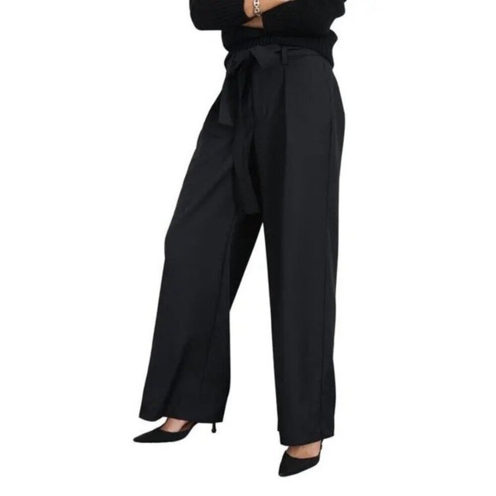 NWT ALEX MILL Women's Trouser Wide Pants Size 2 Mila Tie‎ Waist WOOL Blend Black